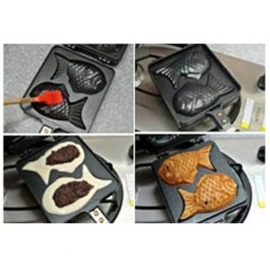 Korea Traditional  Fish Shaped pancake Maker Frame with 4 Slot Walnut Waffle bung-eoppang Pan