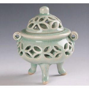 Korea traditional Celadon Porcelain Censer,Ceramic Incense Plate – Green