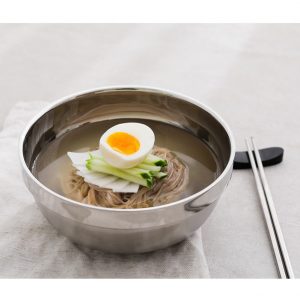 Vacuum Insulated Double Skin Stainless Steel Korean Traditional Naengmyeon Bibimbap Bowl 4 pcs 20cm
