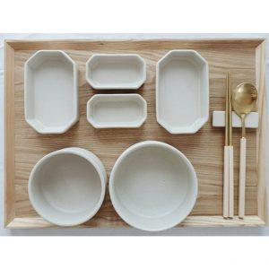 Korea Traditional Porcelain  Rice bowl set(8p) For Eating alone, Solitary meal,Cream White Color