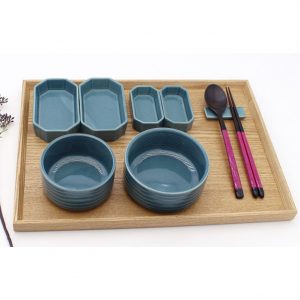 Korea Traditional Porcelain Ceramic Rice bowl set(8p) For Eating alone, Solitary meal,Cream Peacock Color