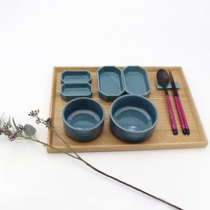 Korea Traditional Porcelain Ceramic Rice bowl set(8p) For Eating alone, Solitary meal,Cream Peacock Color