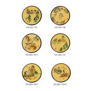 Korean Minhwa Coaster Round 6 Set Gift K-Minhwa Kim Hong-do 김홍도