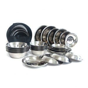 Outdoor Camping Dinnerware Set,Stainless Steel Plates and Bowls Camping Set ,Stainless 304 for Camping, Hiking, Beach, Outdoor Use