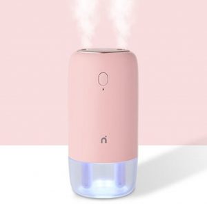 Dual Wireless Mini Humidifier,Cool Mist Humidifiers for Bedroom, Ultrasonic Humidifiers with Night Light Projector,3000mAh Battery,Desktop Diffuser Humidifier for Car, Home, Office, Travel
