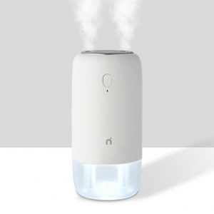 Dual Wireless Mini Humidifier,Cool Mist Humidifiers for Bedroom, Ultrasonic Humidifiers with Night Light Projector,3000mAh Battery,Desktop Diffuser Humidifier for Car, Home, Office, Travel
