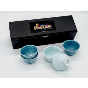 Korean Soju Shot Glass Set – 5 Piece Korea Traditional Matte Finish Ceramic Sky Beach Color Cup with Case for Whiskey Tequila Sake Vodka Alcohol Liquor Drinking Gift Present Party Decoration