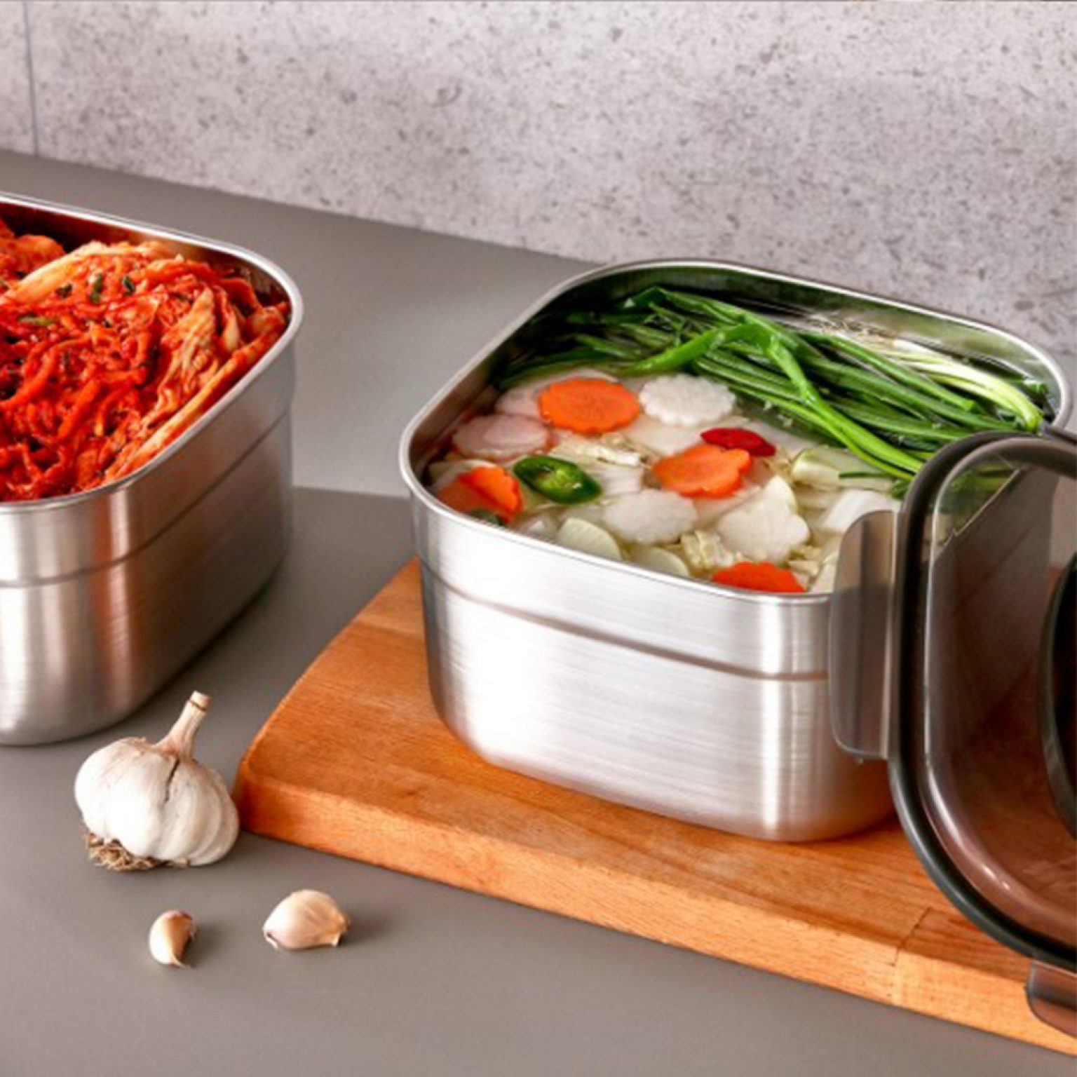 Stainless Steel Sealed Gimchi Storage Container 4.7L Kimchi Storages 4P