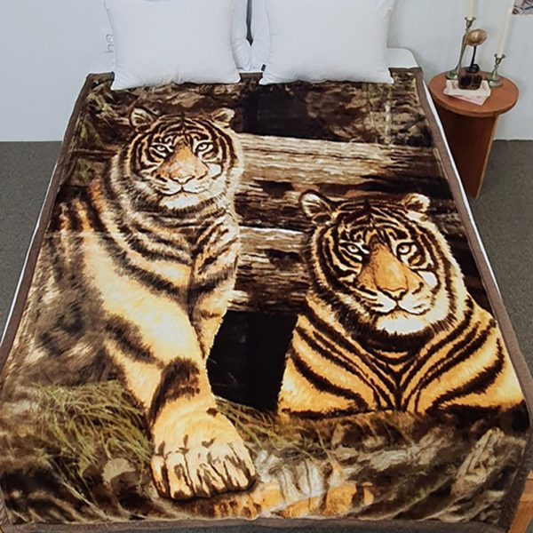 Korean Mink Tiger Blanket Thick Soft Warm Double-Sided Blanket Queen ...